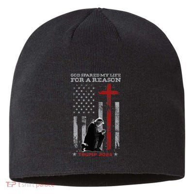 Trump God Spared My Life For A Reason Save Restore America Sustainable Beanie