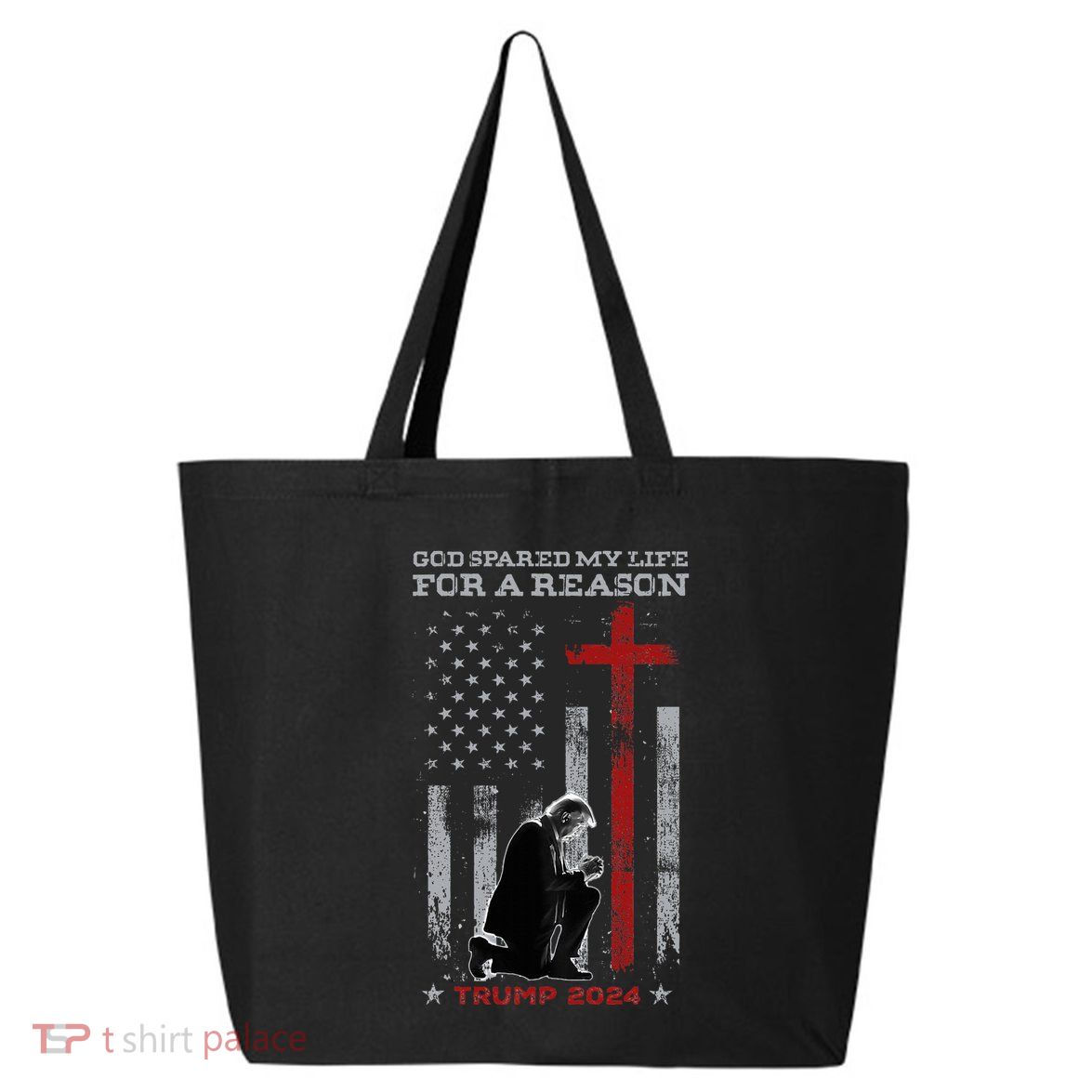 Trump God Spared My Life For A Reason Save Restore America 25L Jumbo Tote