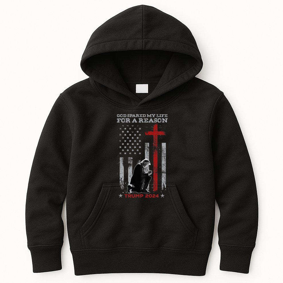 Trump God Spared My Life For A Reason Save Restore America Kids Hoodie