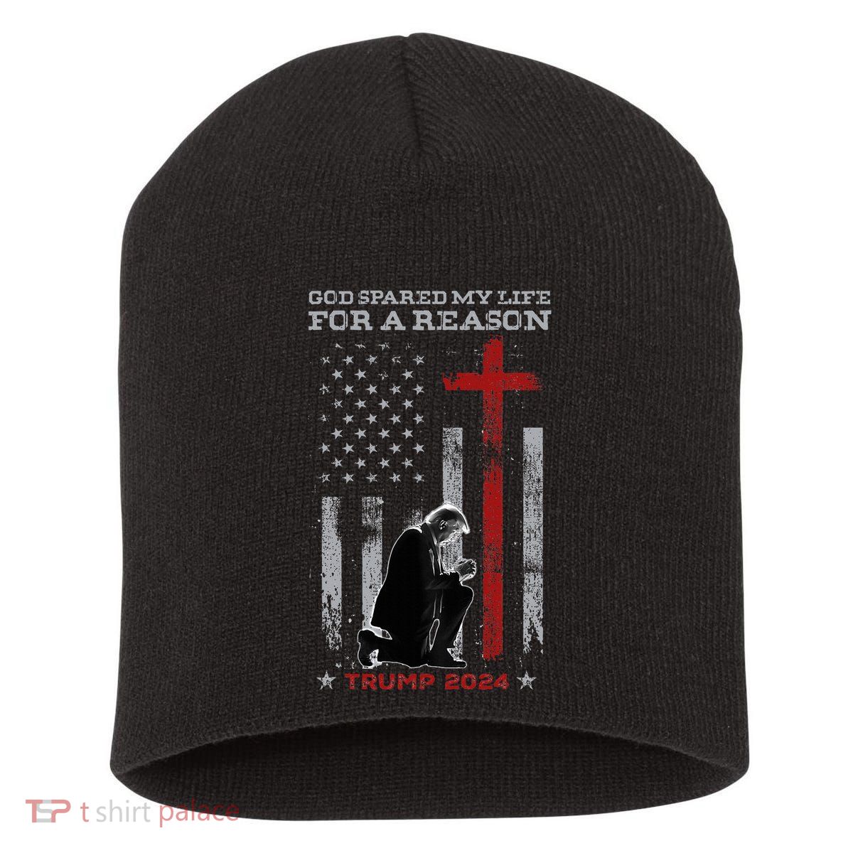 Trump God Spared My Life For A Reason Save Restore America Short Acrylic Beanie