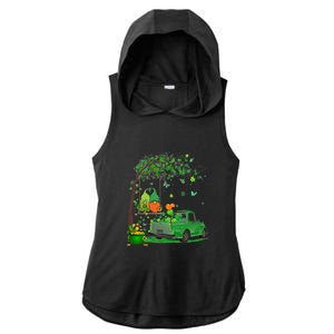 Two Gnomes Swing Tree Truck Clover Shamrock Patrick's Day Ladies PosiCharge Tri-Blend Wicking Draft Hoodie Tank