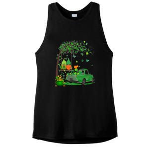 Two Gnomes Swing Tree Truck Clover Shamrock Patrick's Day Ladies PosiCharge Tri-Blend Wicking Tank