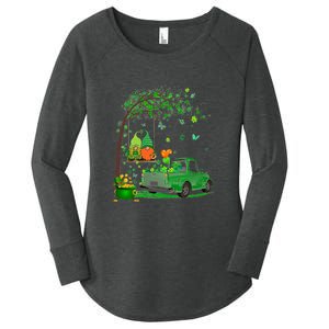 Two Gnomes Swing Tree Truck Clover Shamrock Patrick's Day Women's Perfect Tri Tunic Long Sleeve Shirt