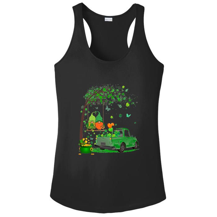 Two Gnomes Swing Tree Truck Clover Shamrock Patrick's Day Ladies PosiCharge Competitor Racerback Tank