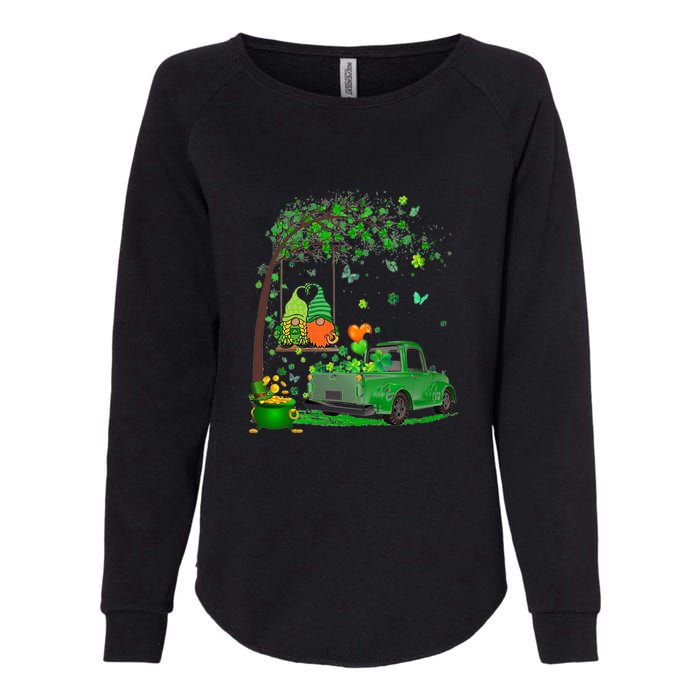 Two Gnomes Swing Tree Truck Clover Shamrock Patrick's Day Womens California Wash Sweatshirt