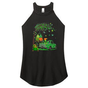 Two Gnomes Swing Tree Truck Clover Shamrock Patrick's Day Women's Perfect Tri Rocker Tank