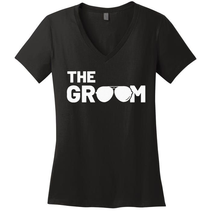 The Groom Squat Bachelor Supplies Party Wedding Women's V-Neck T-Shirt