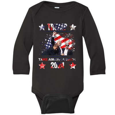 Trump Getting Shot 2024 Baby Long Sleeve Bodysuit