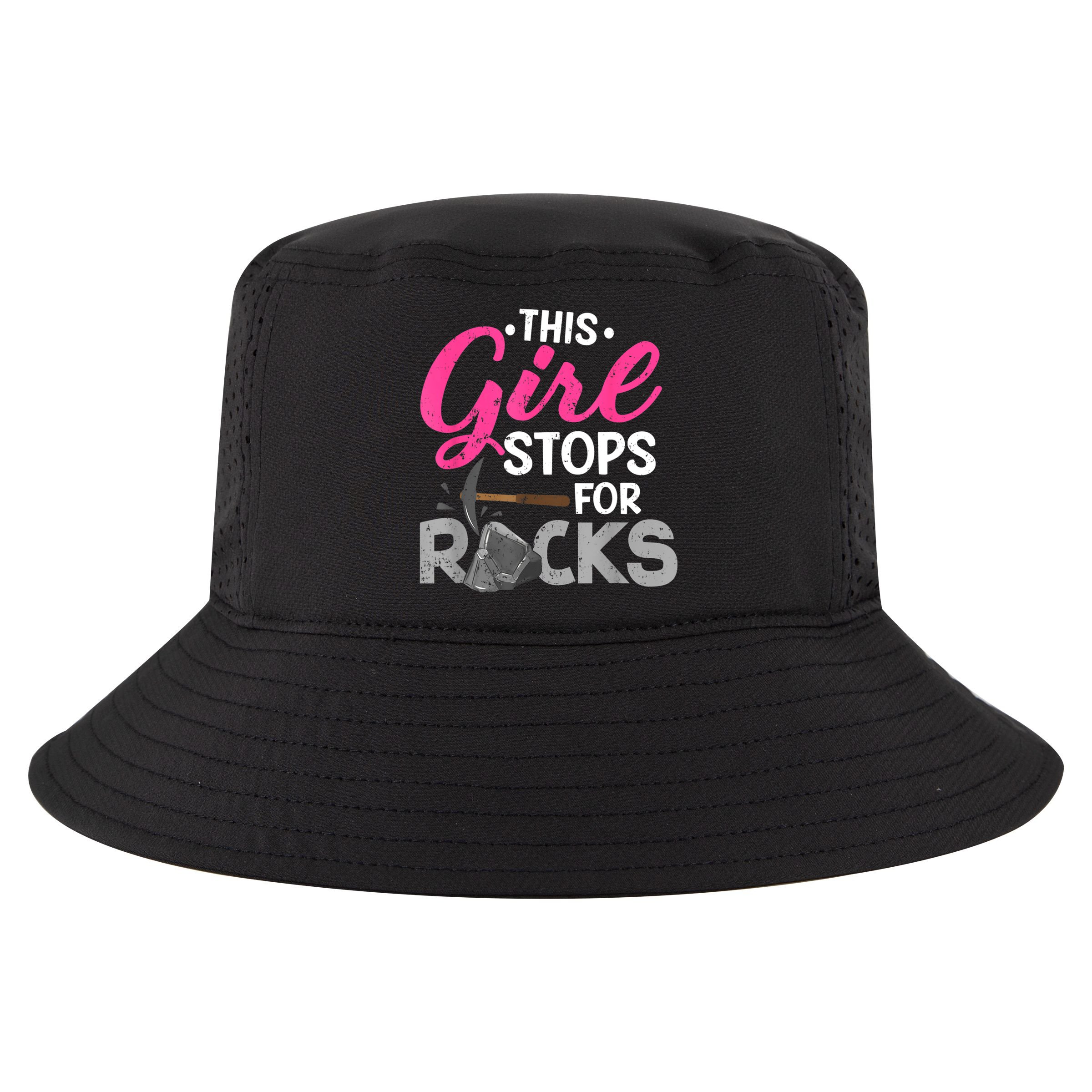 This Girl Stops For Rocks Rock Collector Geode Hunter Cool Comfort Performance Bucket Hat