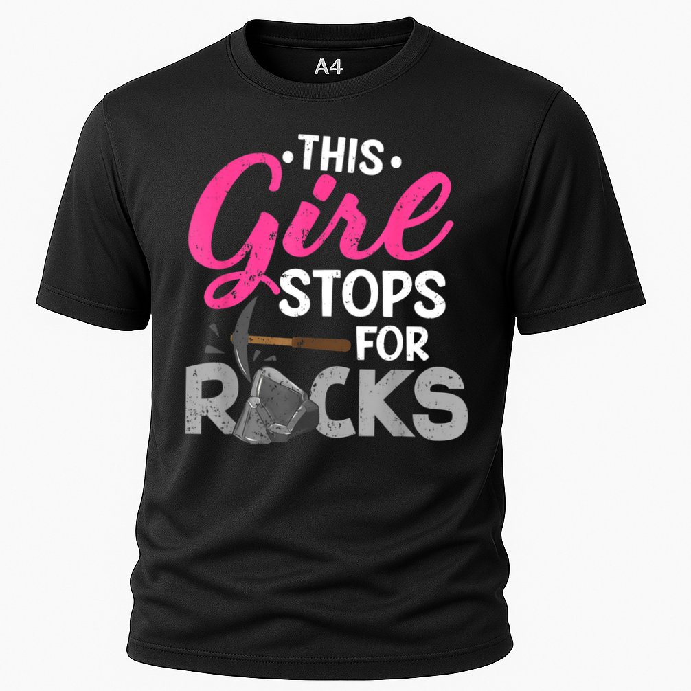 This Girl Stops For Rocks Rock Collector Geode Hunter Cooling Performance Crew T-Shirt
