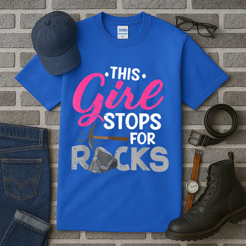 This Girl Stops For Rocks Rock Collector Geode Hunter Tall T-Shirt