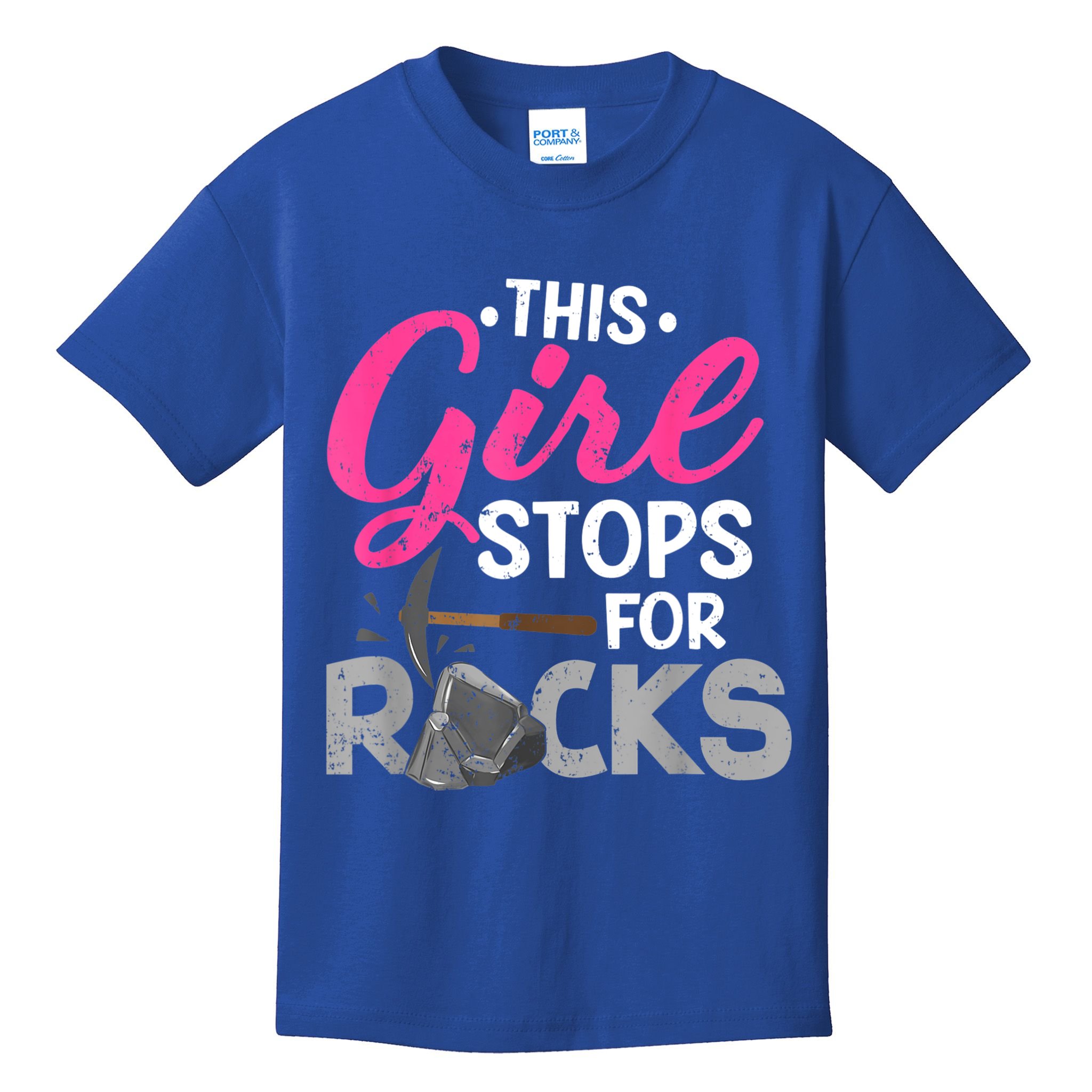 This Girl Stops For Rocks Rock Collector Geode Hunter Kids T-Shirt