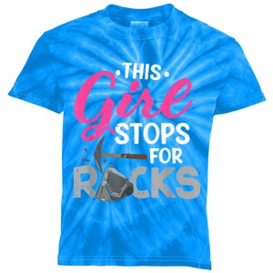 This Girl Stops For Rocks Rock Collector Geode Hunter Kids Tie-Dye T-Shirt