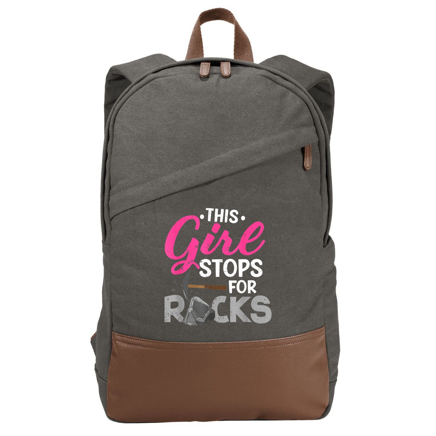 This Girl Stops For Rocks Rock Collector Geode Hunter Cotton Canvas Backpack
