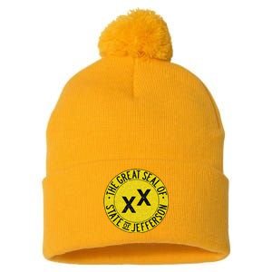 The Great Seal Of The State Of Jefferson Flag Print Pom Pom 12in Knit Beanie