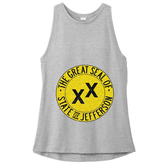 The Great Seal Of The State Of Jefferson Flag Print Ladies PosiCharge Tri-Blend Wicking Tank