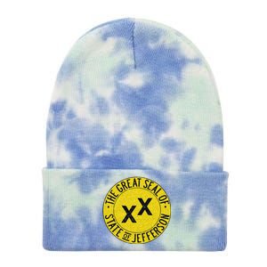 The Great Seal Of The State Of Jefferson Flag Print Tie Dye 12in Knit Beanie