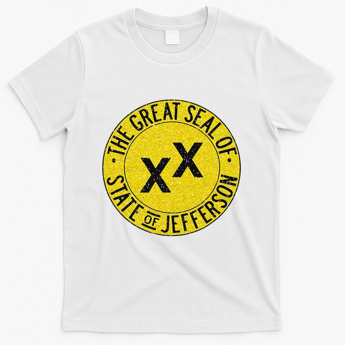 The Great Seal Of The State Of Jefferson Flag Print T-Shirt