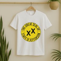 The Great Seal Of The State Of Jefferson Flag Print T-Shirt