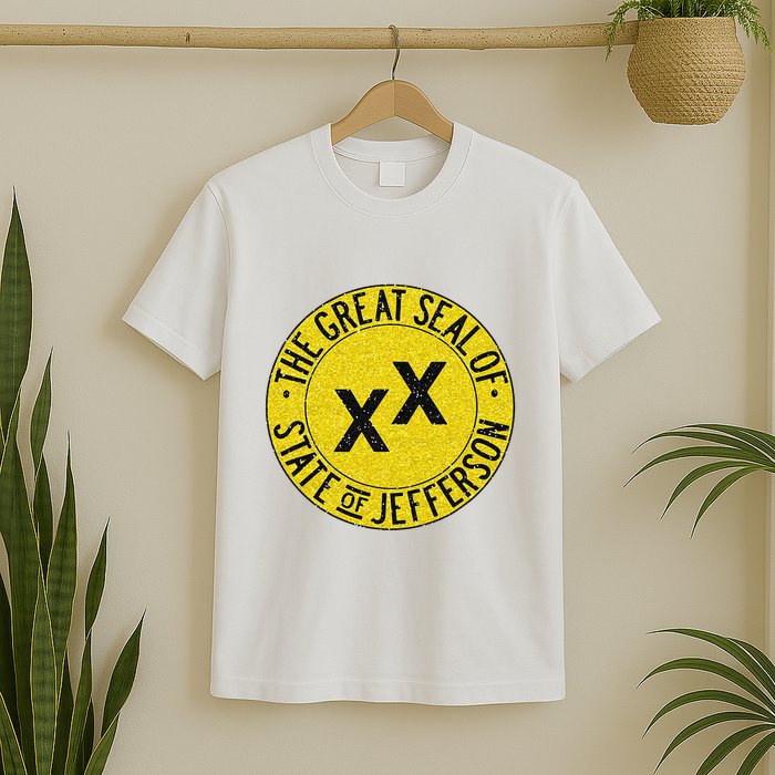 The Great Seal Of The State Of Jefferson Flag Print T-Shirt