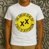 The Great Seal Of The State Of Jefferson Flag Print T-Shirt