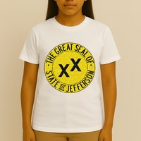 The Great Seal Of The State Of Jefferson Flag Print T-Shirt