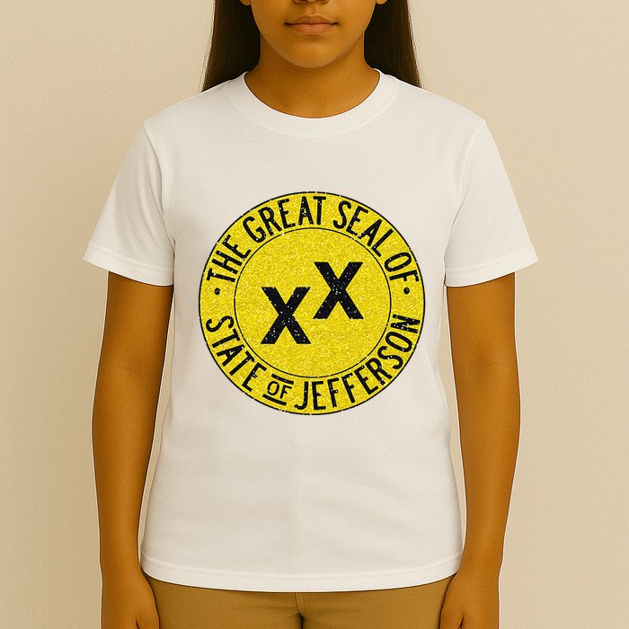 The Great Seal Of The State Of Jefferson Flag Print T-Shirt