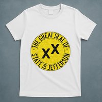 The Great Seal Of The State Of Jefferson Flag Print T-Shirt