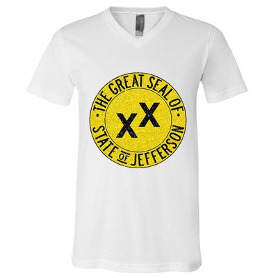 The Great Seal Of The State Of Jefferson Flag Print V-Neck T-Shirt