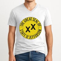 The Great Seal Of The State Of Jefferson Flag Print V-Neck T-Shirt