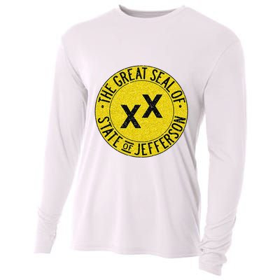 The Great Seal Of The State Of Jefferson Flag Print Cooling Performance Long Sleeve Crew
