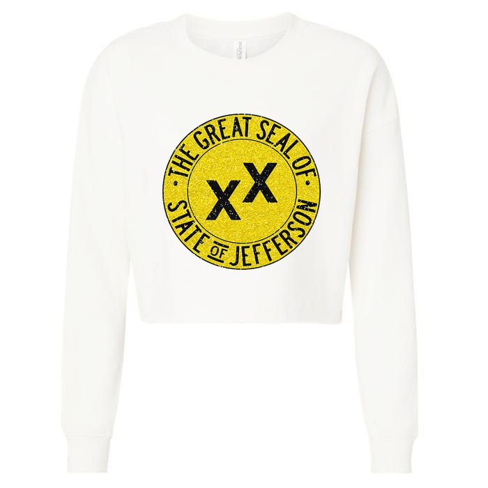 The Great Seal Of The State Of Jefferson Flag Print Cropped Pullover Crew