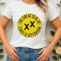 The Great Seal Of The State Of Jefferson Flag Print Womens T-Shirt
