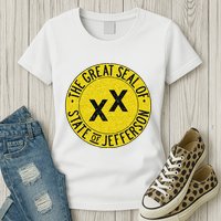 The Great Seal Of The State Of Jefferson Flag Print Womens T-Shirt