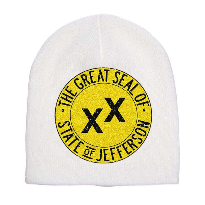 The Great Seal Of The State Of Jefferson Flag Print Short Acrylic Beanie