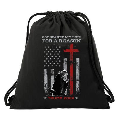 Trump God Spared My Life For A Reason Save Restore America Drawstring Bag