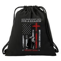 Trump God Spared My Life For A Reason Save Restore America Drawstring Bag