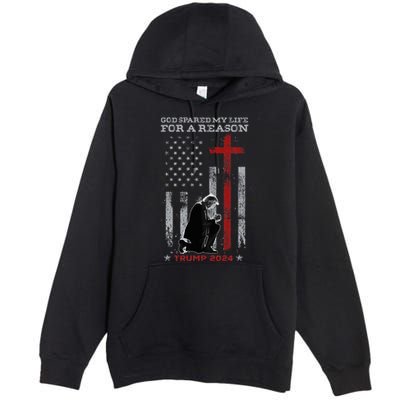 Trump God Spared My Life For A Reason Save Restore America Premium Pullover Hoodie