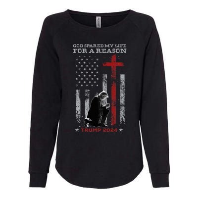 Trump God Spared My Life For A Reason Save Restore America Womens California Wash Sweatshirt