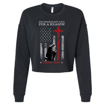 Trump God Spared My Life For A Reason Save Restore America Cropped Pullover Crew
