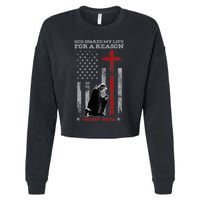 Trump God Spared My Life For A Reason Save Restore America Cropped Pullover Crew