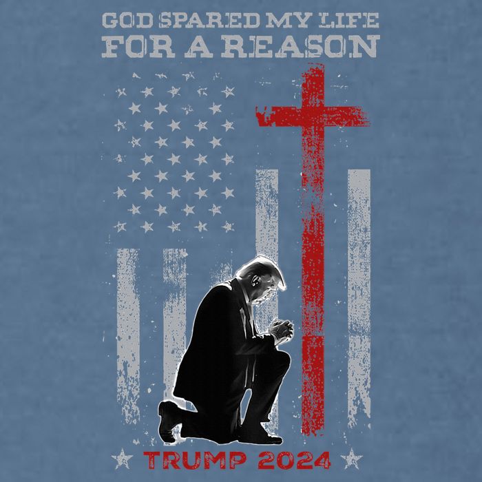 Trump God Spared My Life For A Reason Save Restore America Garment-Dyed Sweatshirt