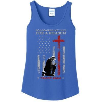 Trump God Spared My Life For A Reason Save Restore America Ladies Essential Tank