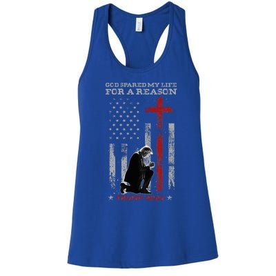 Trump God Spared My Life For A Reason Save Restore America Women's Racerback Tank