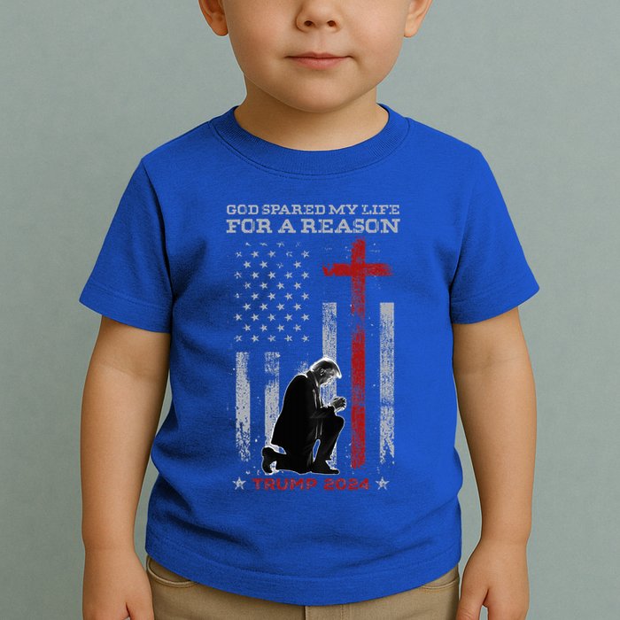 Trump God Spared My Life For A Reason Save Restore America Toddler T-Shirt