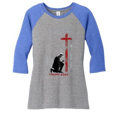 Trump God Spared My Life For A Reason Save Restore America Women's Tri-Blend 3/4-Sleeve Raglan Shirt