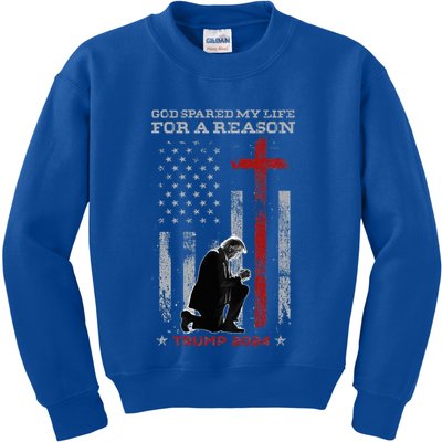 Trump God Spared My Life For A Reason Save Restore America Kids Sweatshirt