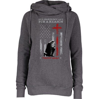 Trump God Spared My Life For A Reason Save Restore America Womens Funnel Neck Pullover Hood