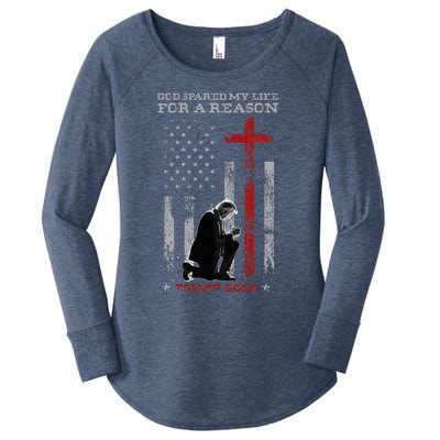 Trump God Spared My Life For A Reason Save Restore America Women's Perfect Tri Tunic Long Sleeve Shirt