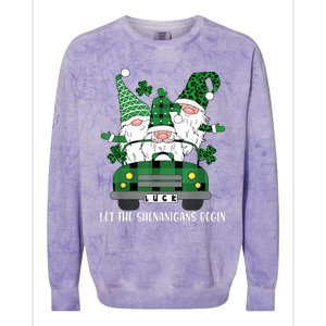 Three Gnome St Patricks Day Let The Shenanigans Begin Irish Colorblast Crewneck Sweatshirt